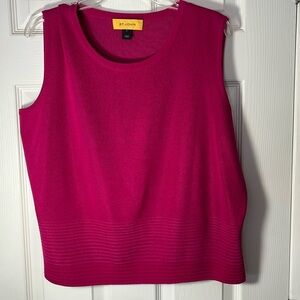 St John sleeveless fuscia pink wool santanaknit tank top round neck ribbed Large